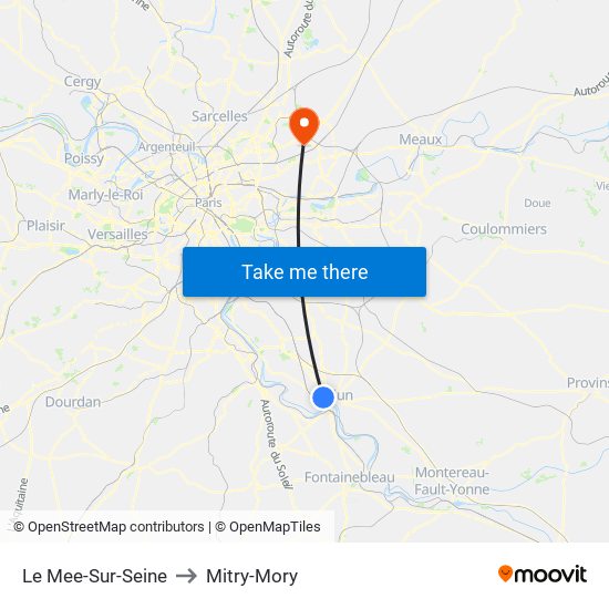 Le Mee-Sur-Seine to Mitry-Mory map