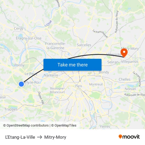 L'Etang-La-Ville to Mitry-Mory map
