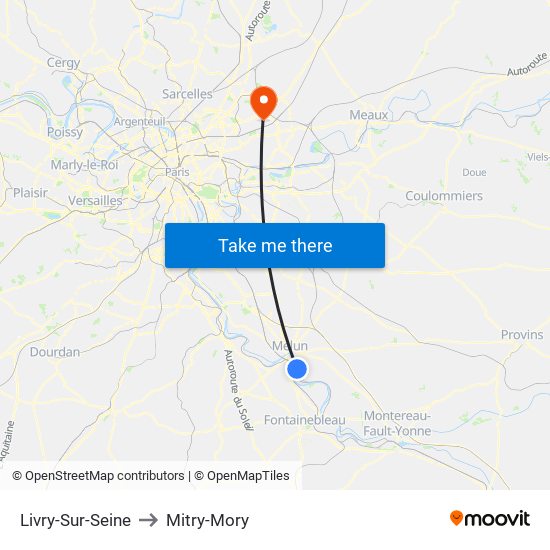 Livry-Sur-Seine to Mitry-Mory map