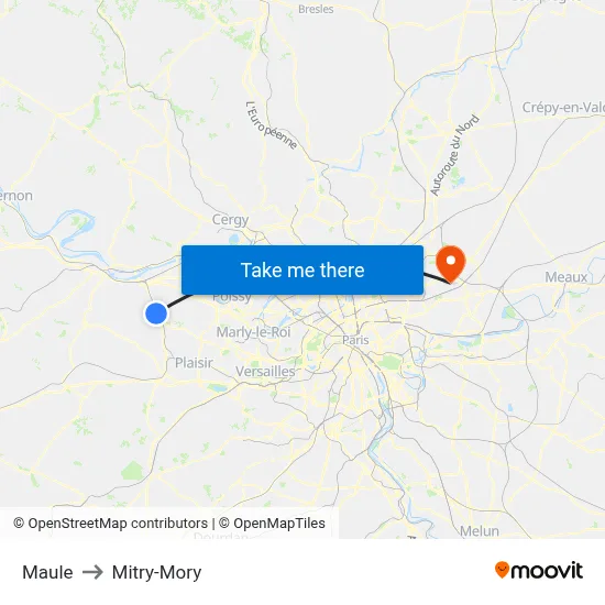 Maule to Mitry-Mory map