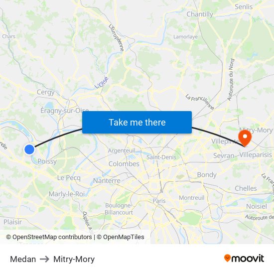 Medan to Mitry-Mory map