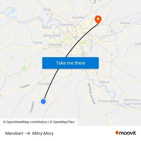 Merobert to Mitry-Mory map
