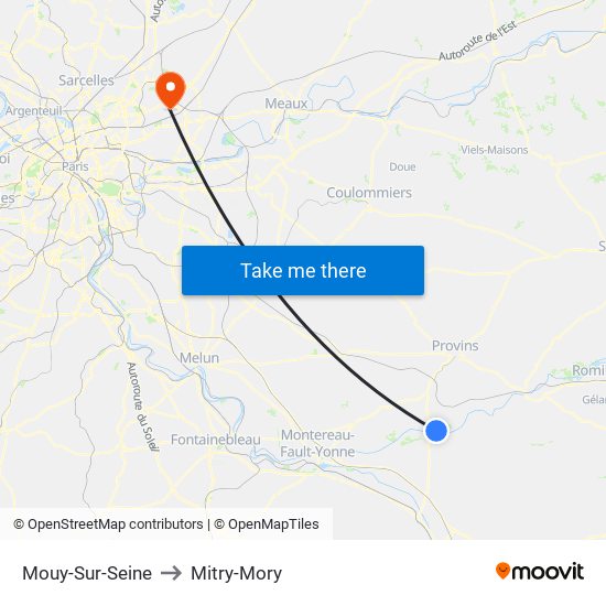 Mouy-Sur-Seine to Mitry-Mory map