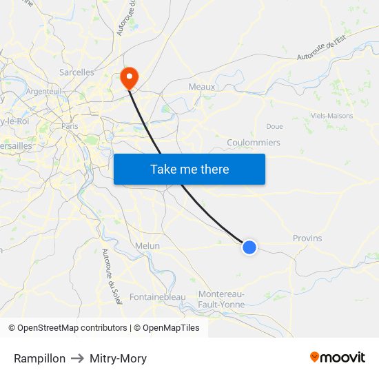Rampillon to Mitry-Mory map