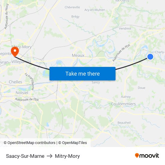 Saacy-Sur-Marne to Mitry-Mory map