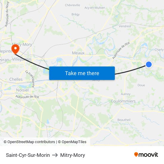 Saint-Cyr-Sur-Morin to Mitry-Mory map