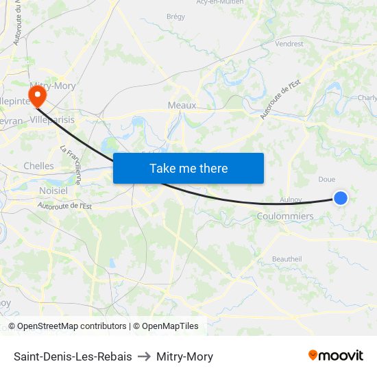 Saint-Denis-Les-Rebais to Mitry-Mory map