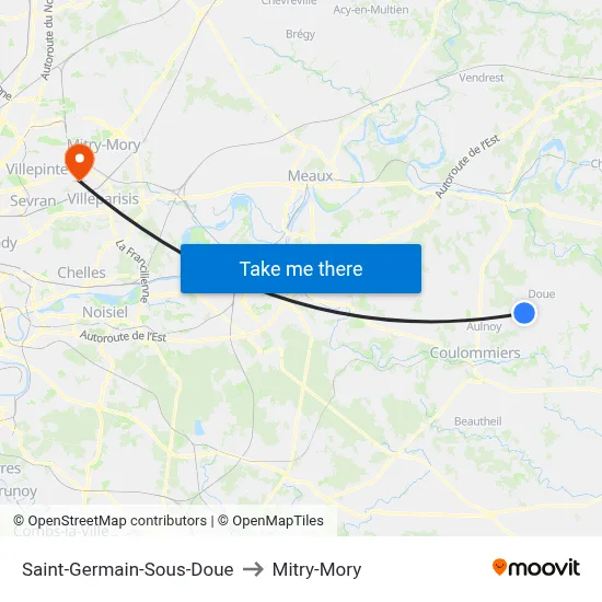 Saint-Germain-Sous-Doue to Mitry-Mory map
