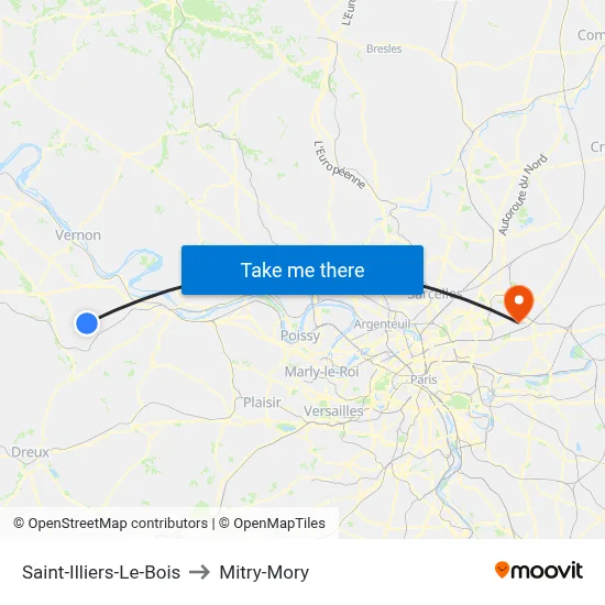 Saint-Illiers-Le-Bois to Mitry-Mory map