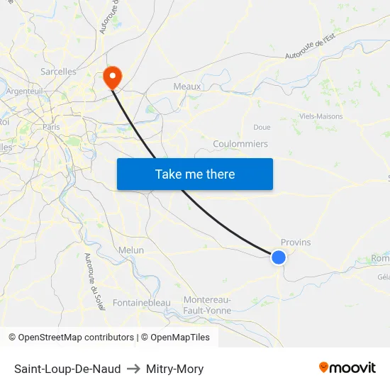 Saint-Loup-De-Naud to Mitry-Mory map