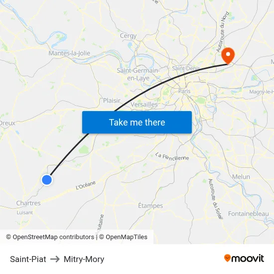 Saint-Piat to Mitry-Mory map