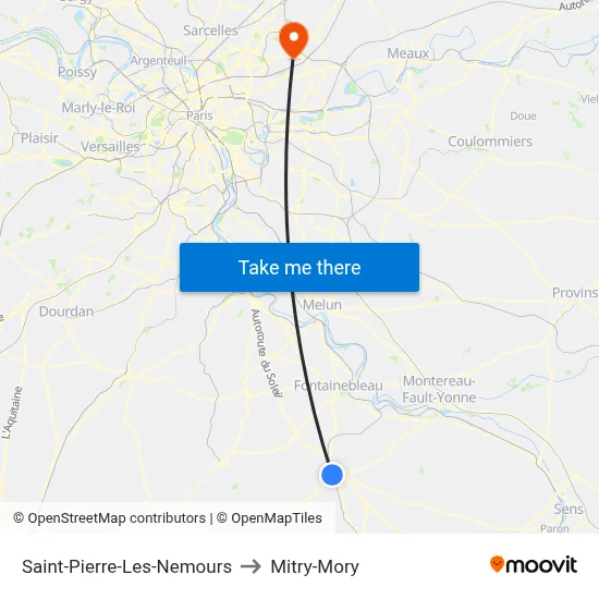 Saint-Pierre-Les-Nemours to Mitry-Mory map