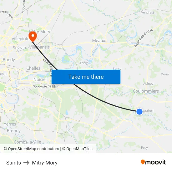 Saints to Mitry-Mory map