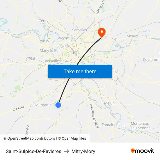 Saint-Sulpice-De-Favieres to Mitry-Mory map