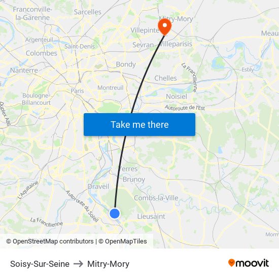 Soisy-Sur-Seine to Mitry-Mory map