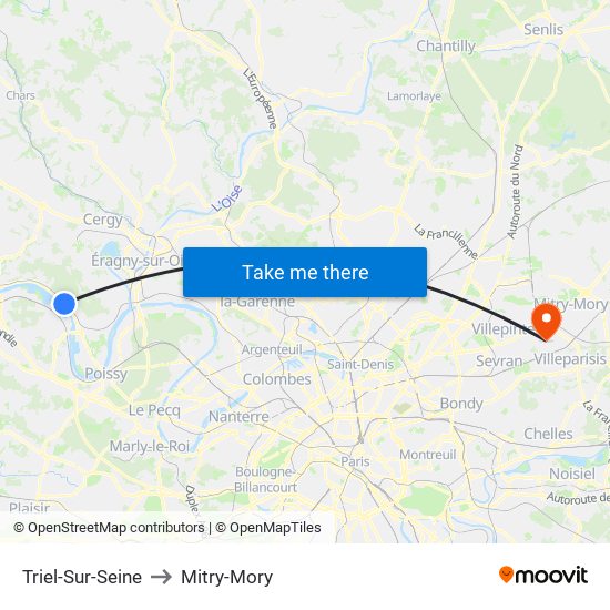 Triel-Sur-Seine to Mitry-Mory map