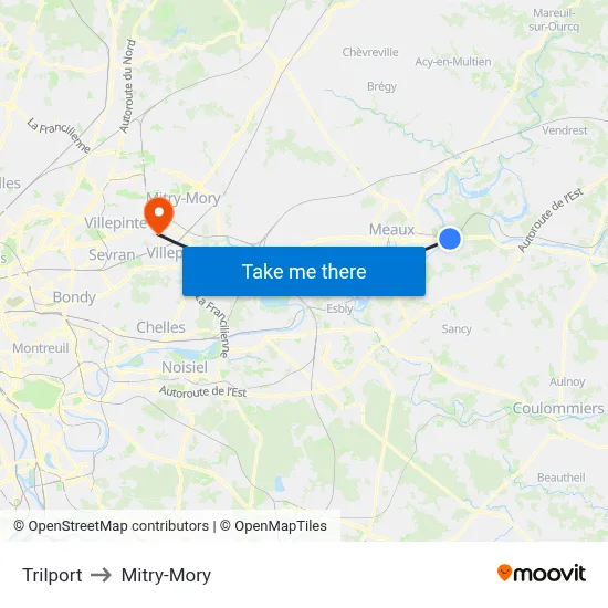 Trilport to Mitry-Mory map