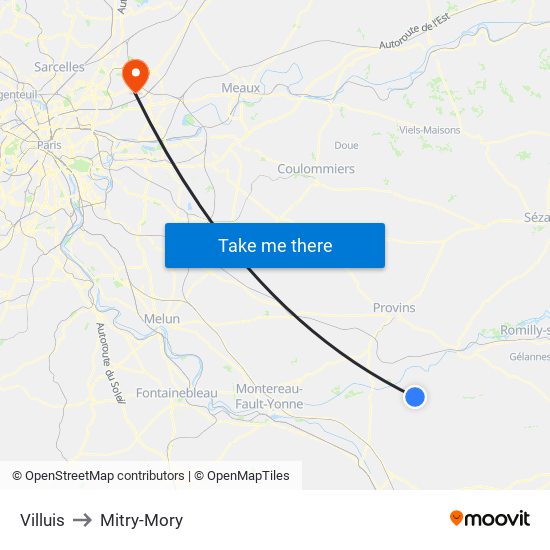 Villuis to Mitry-Mory map