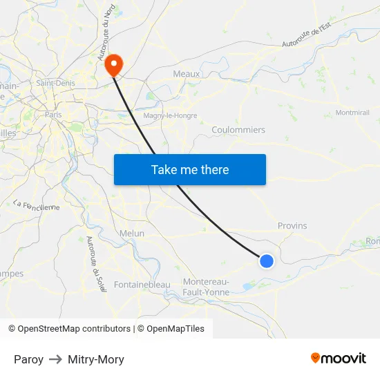 Paroy to Mitry-Mory map