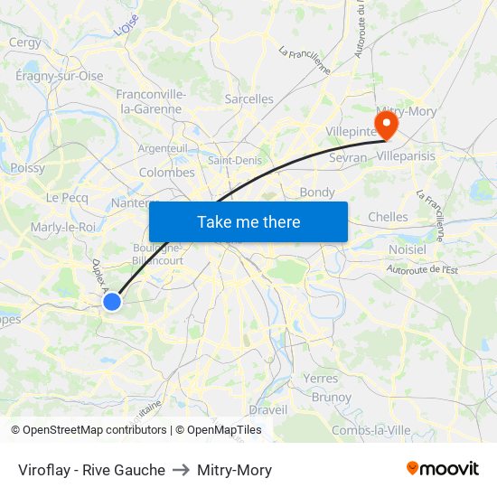 Viroflay - Rive Gauche to Mitry-Mory map