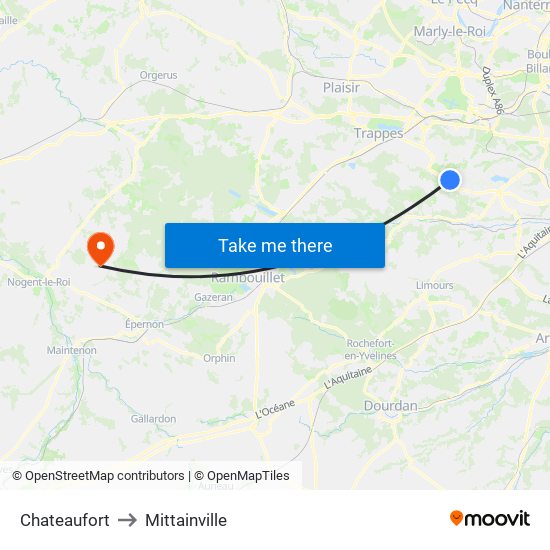 Chateaufort to Mittainville map