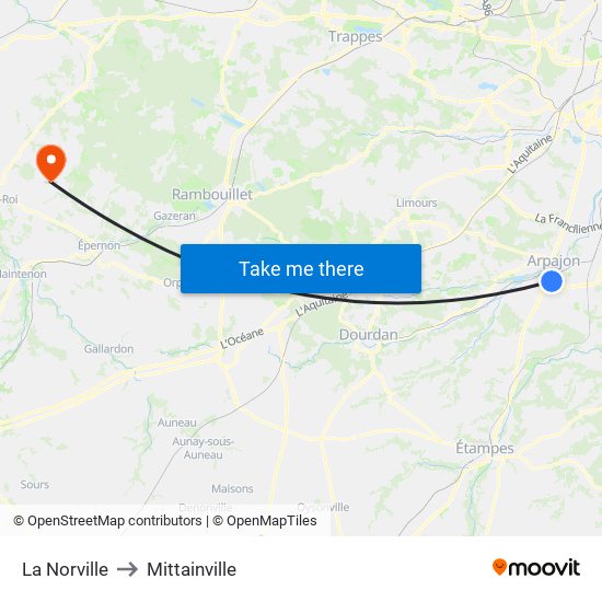 La Norville to Mittainville map
