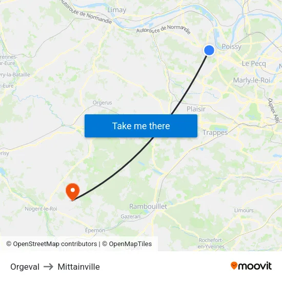 Orgeval to Mittainville map