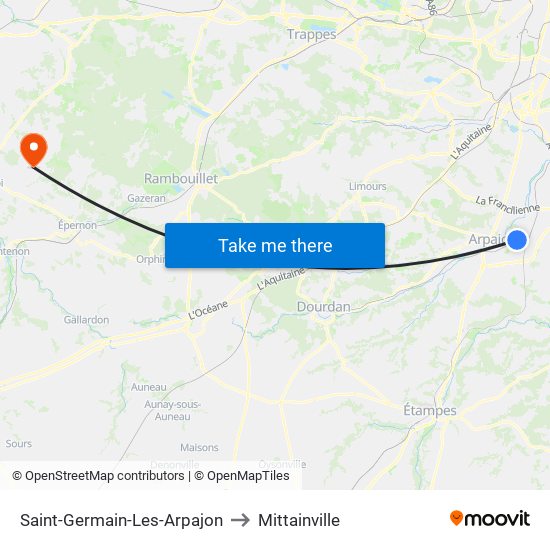 Saint-Germain-Les-Arpajon to Mittainville map