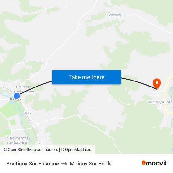 Boutigny-Sur-Essonne to Moigny-Sur-Ecole map