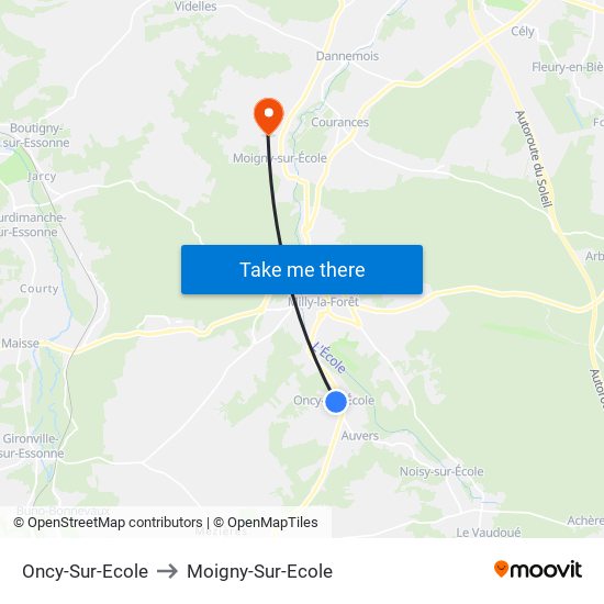 Oncy-Sur-Ecole to Moigny-Sur-Ecole map