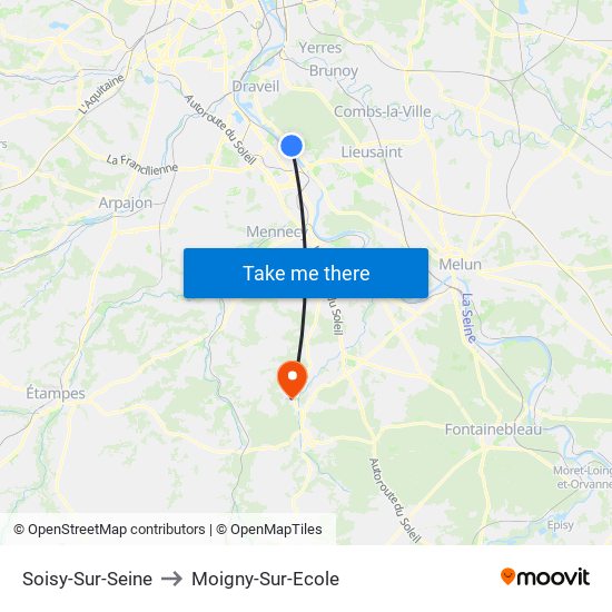 Soisy-Sur-Seine to Moigny-Sur-Ecole map