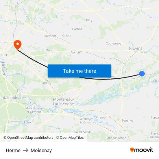 Herme to Moisenay map