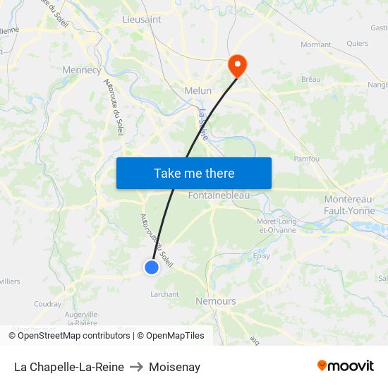 La Chapelle-La-Reine to Moisenay map
