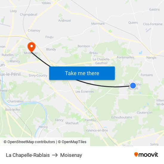 La Chapelle-Rablais to Moisenay map