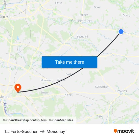 La Ferte-Gaucher to Moisenay map