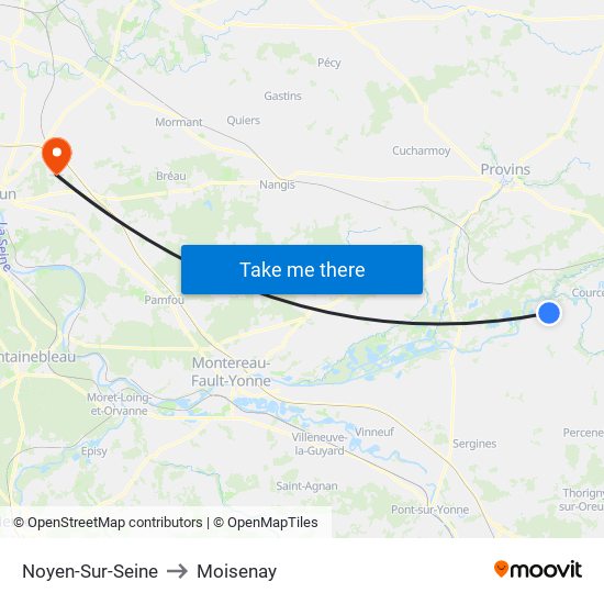 Noyen-Sur-Seine to Moisenay map