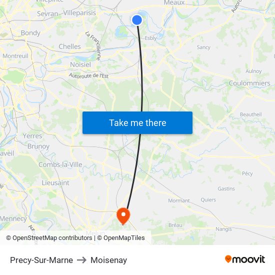 Precy-Sur-Marne to Moisenay map