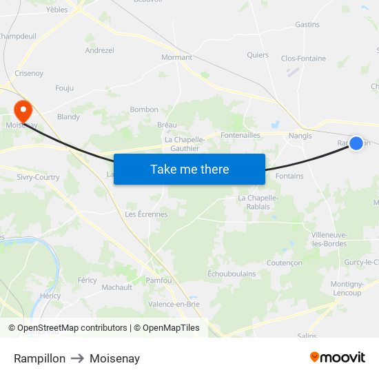 Rampillon to Moisenay map