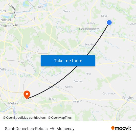 Saint-Denis-Les-Rebais to Moisenay map