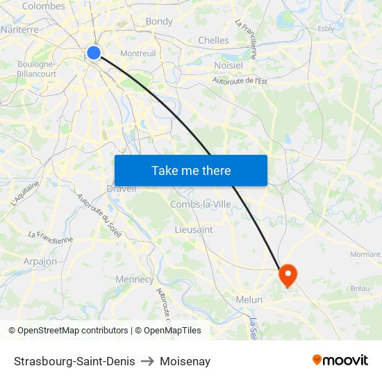 Strasbourg-Saint-Denis to Moisenay map