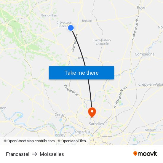 Francastel to Moisselles map
