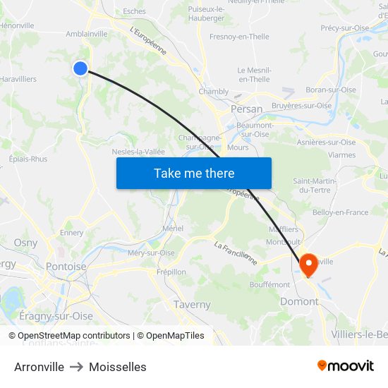 Arronville to Moisselles map