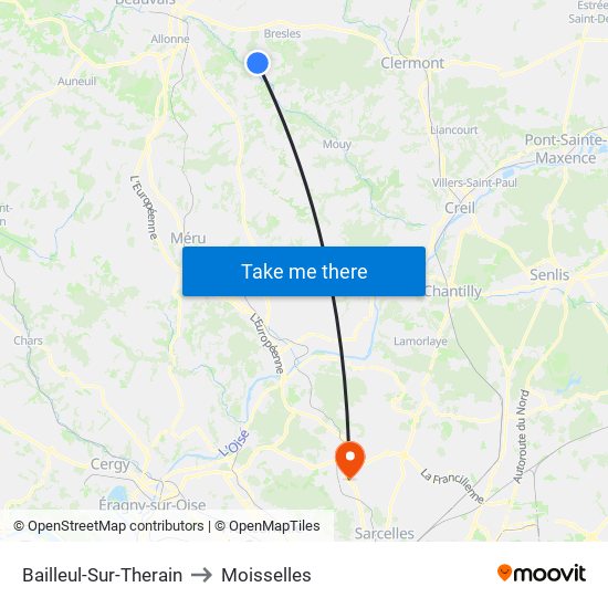 Bailleul-Sur-Therain to Moisselles map