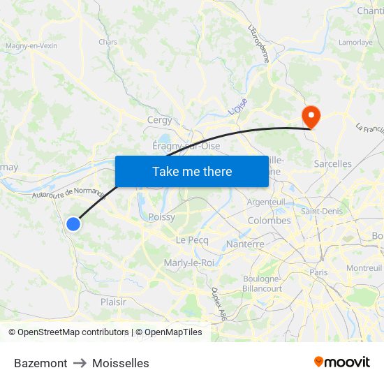 Bazemont to Moisselles map