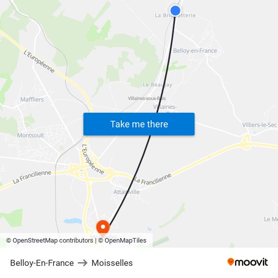 Belloy-En-France to Moisselles map