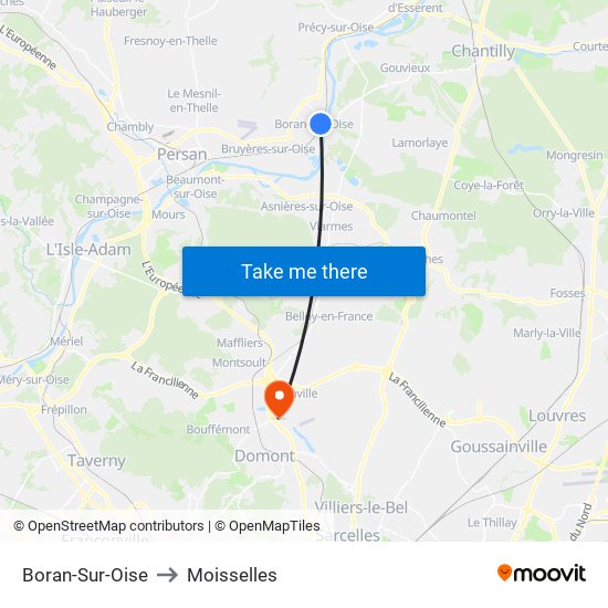 Boran-Sur-Oise to Moisselles map