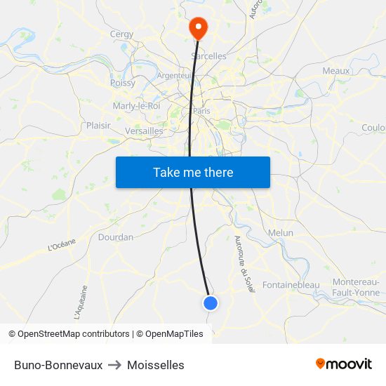 Buno-Bonnevaux to Moisselles map