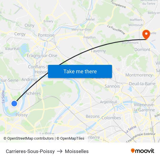 Carrieres-Sous-Poissy to Moisselles map