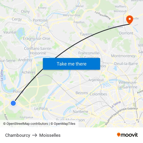Chambourcy to Moisselles map