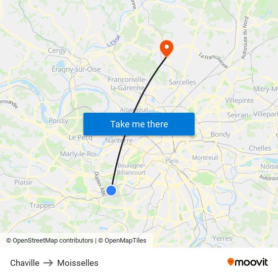 Chaville to Moisselles map